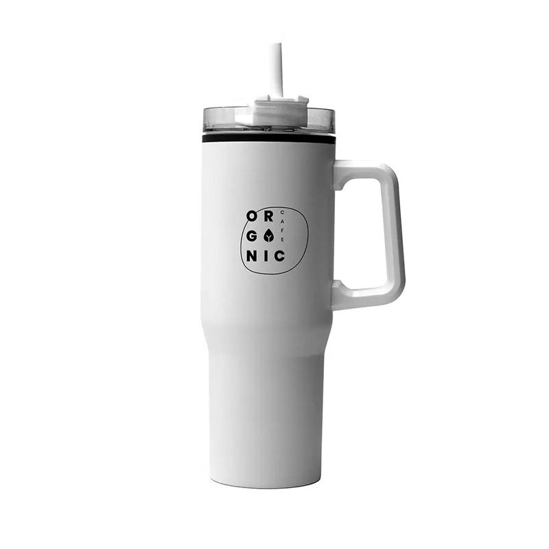 White Tumbler with Straw and Handle Dubai